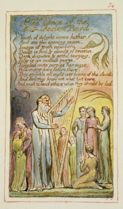 De stem van de oude bard: plaat 54 uit Songs of Innocence and of Experience (kopie AA) ca. 1815-26 door William Blake